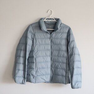 Uniqlo Womens Blue Sz M Ultra Light Feather Down Full Zip Packable Puffer Jacket